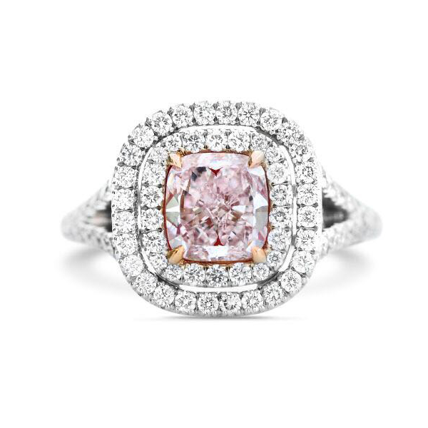 double halo pink diamond ring